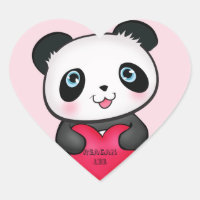 Panda-Bärenaufkleber mit personalisiertem Herzen
