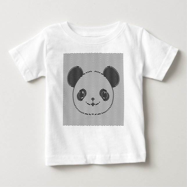 Panda Bärengesicht auf Wellenmuster Baby T-shirt (Vorderseite)