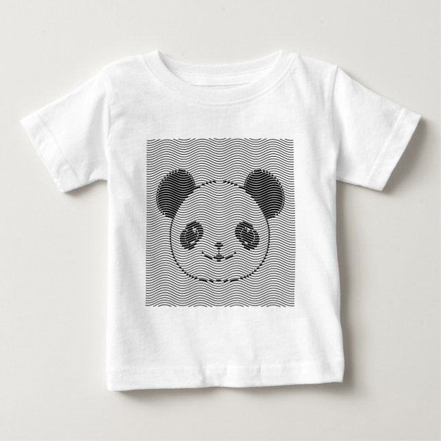 Panda Bärengesicht auf Wellenmuster Baby T-shirt (Vorderseite)