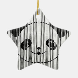 Panda Bärengesicht auf Wellenmuster Keramik Ornament
