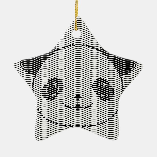 Panda Bärengesicht auf Wellenmuster Keramik Ornament (Vorne)