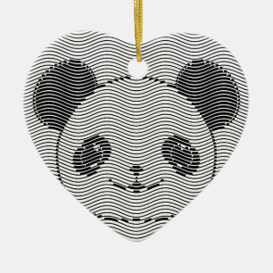 Panda Bärengesicht auf Wellenmuster Keramikornament