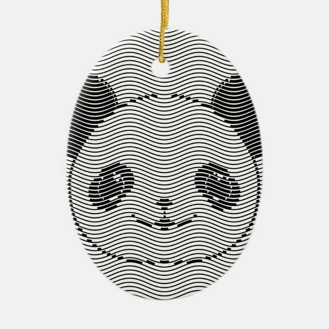 Panda Bärengesicht auf Wellenmuster Keramikornament (Vorne)