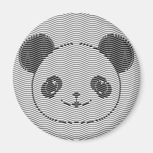 Panda Bärengesicht auf Wellenmuster Magnet