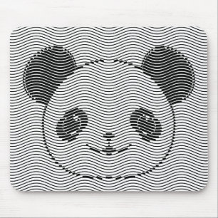 Panda Bärengesicht auf Wellenmuster Mousepad