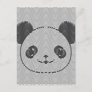 Panda Bärengesicht auf Wellenmuster Postkarte