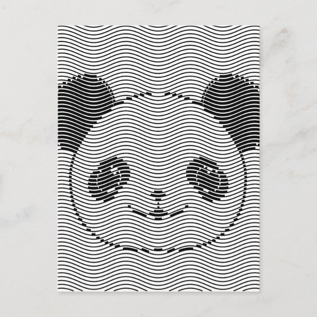 Panda Bärengesicht auf Wellenmuster Postkarte (Vorderseite)