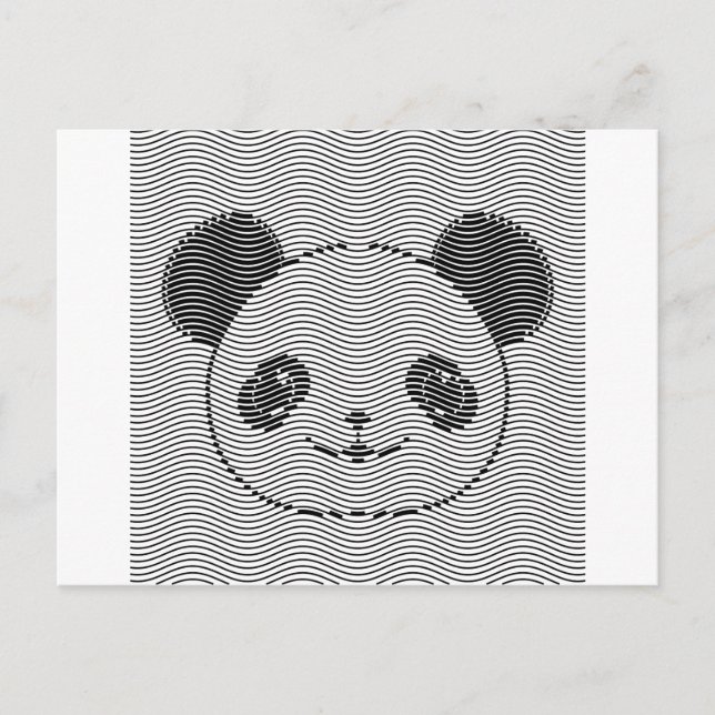 Panda Bärengesicht auf Wellenmuster Postkarte (Vorderseite)