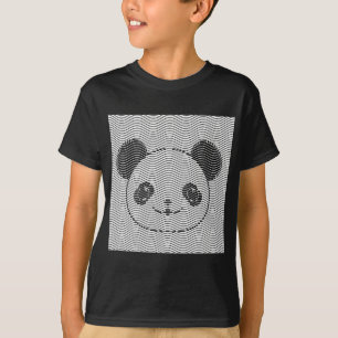 Panda Bärengesicht auf Wellenmuster T-Shirt