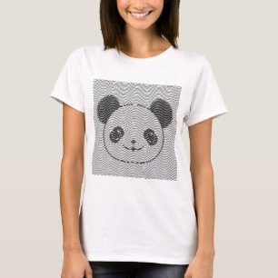 Panda Bärengesicht auf Wellenmuster T-Shirt