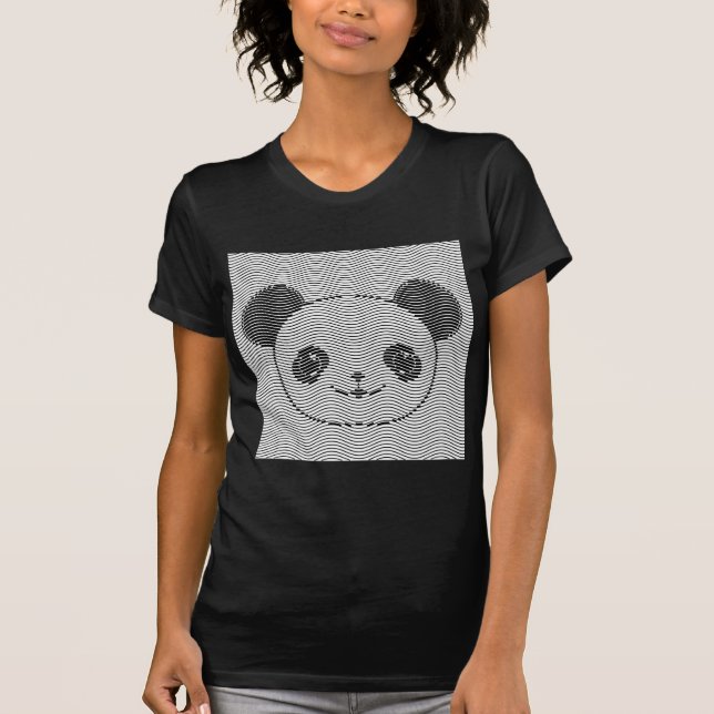 Panda Bärengesicht auf Wellenmuster T-Shirt (Vorderseite)
