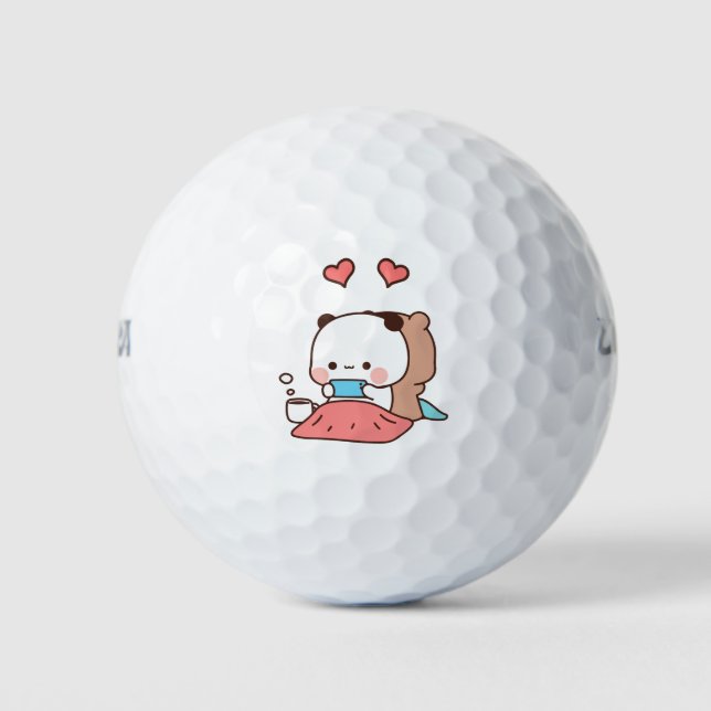 Panda Bärenpaar, Niedliche Bubu und Dudu-Schläger  Golfball (Vorderseite)