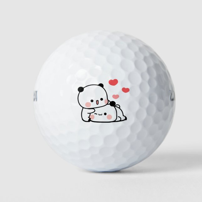 Panda Bärenpaar, Niedliche Bubu und Dudu-Schläger  Golfball (Vorderseite)
