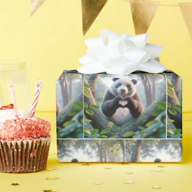 Panda Bärenpaare in Herzform Geschenkpapier (Geburtstagsparty)