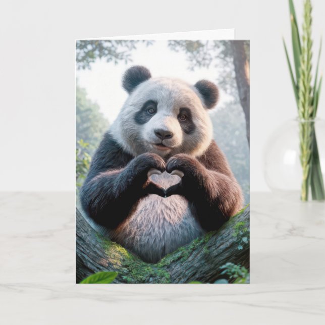 Panda-Bärenpaare zum Geburtstag in Herzform Karte (Vorderseite)
