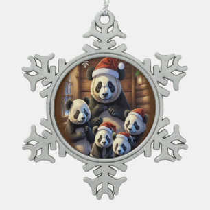 Panda-Bärenverzierung Schneeflocken Zinn-Ornament