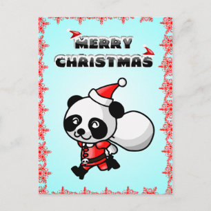 Panda-Bärn-Cartoon-frohe Weihnacht-Postkarte Feiertagspostkarte
