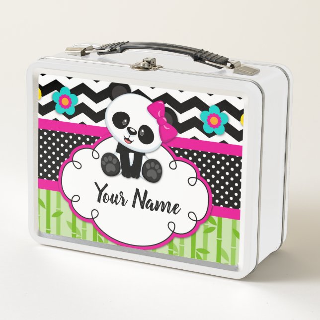 Panda-Bärn-kundenspezifischer personalisierter Metall Lunch Box (Vorderseite)