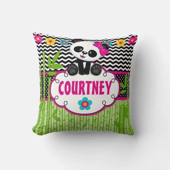 Panda-Bärn-Tiermonogramm-Wurfs-Kissen Kissen (Vorderseite)