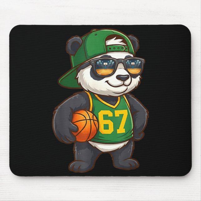Panda Basketball 67 Gen Alpha Slang Srts Men Boys  Mousepad (Vorne)