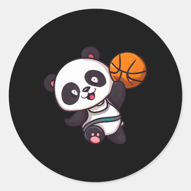 Panda Basketball Basketball Basketball Runder Aufkleber (Vorderseite)
