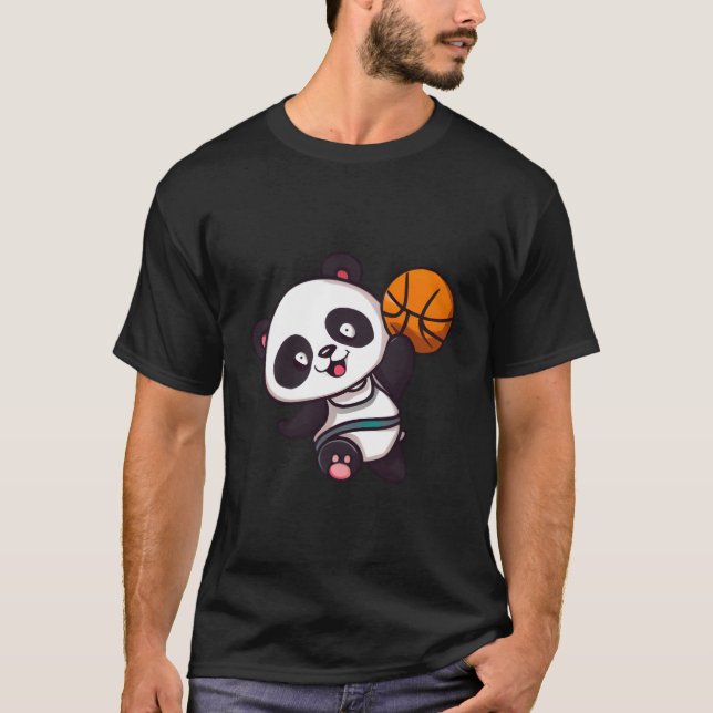 Panda Basketball Player Basketballer T-Shirt (Vorderseite)