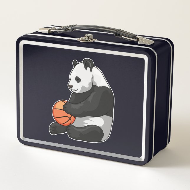 Panda Basketball-Spieler Basketball Metall Brotdose (Vorderseite)