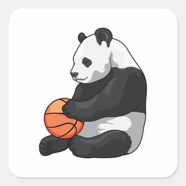 Panda Basketball-Spieler Basketball Quadratischer Aufkleber (Vorderseite)