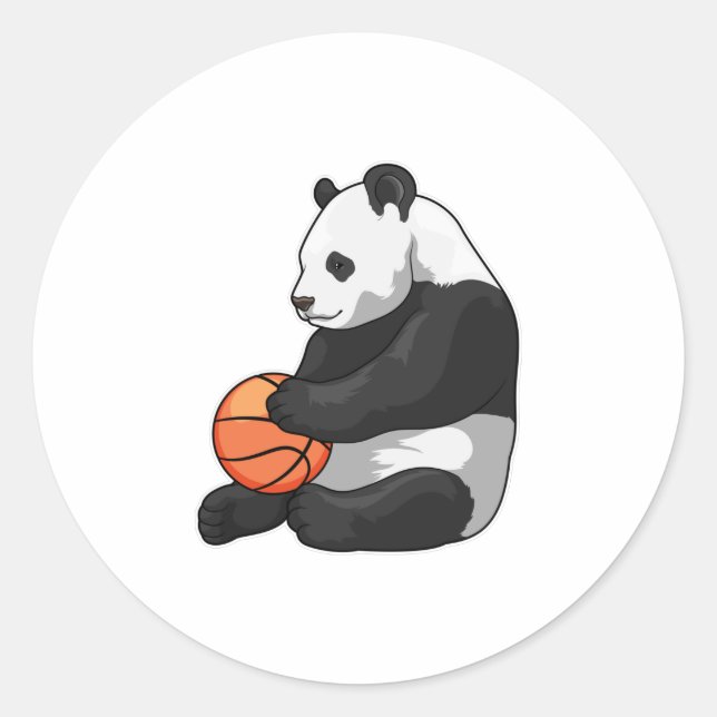Panda Basketball-Spieler Basketball Runder Aufkleber (Vorderseite)