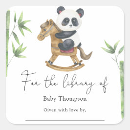 Panda Bear and bamboo- Baby ShowBuchzeichen Quadratischer Aufkleber