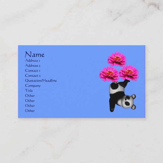 Panda Bear and Blume Animal Business Card Visitenkarte (Vorderseite)
