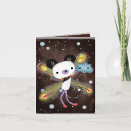 Panda Bear and cute cloud friend card dark grungy Karte