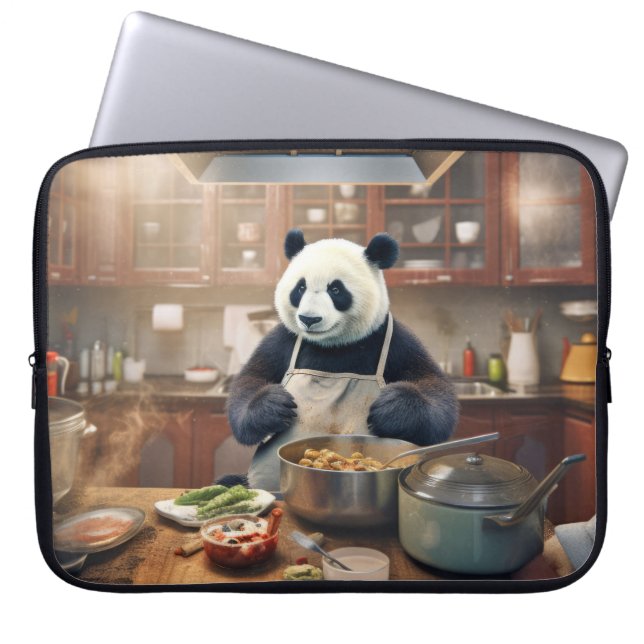Panda Bear Animal Fun Kochen Küche glückliche Zeit Laptopschutzhülle (Vorderseite)
