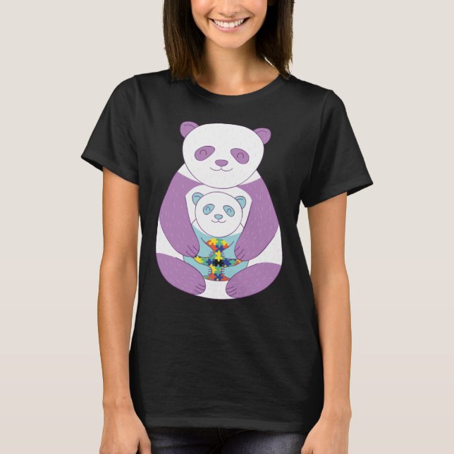 Panda bear Autism Awareness Puzzle pieces symbol A T-Shirt (Vorderseite)