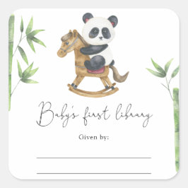 Panda Bear - Baby Dusche Buchzeichen Quadratischer Aufkleber