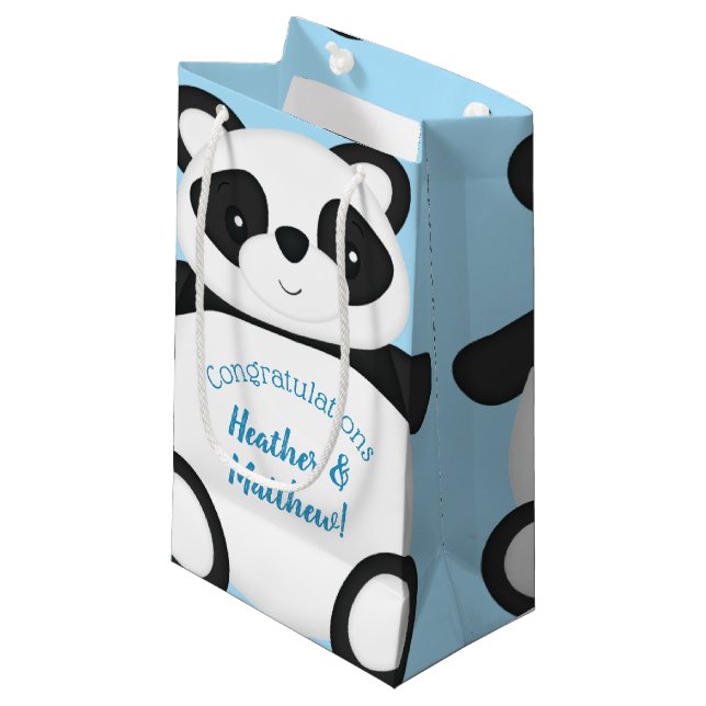 Panda Bear Baby Dusche Kleine Geschenktüte (Vorderseite Schrägansicht)