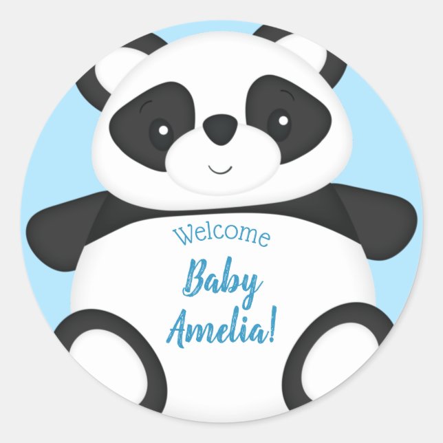 Panda Bear Baby Dusche Runder Aufkleber (Vorderseite)