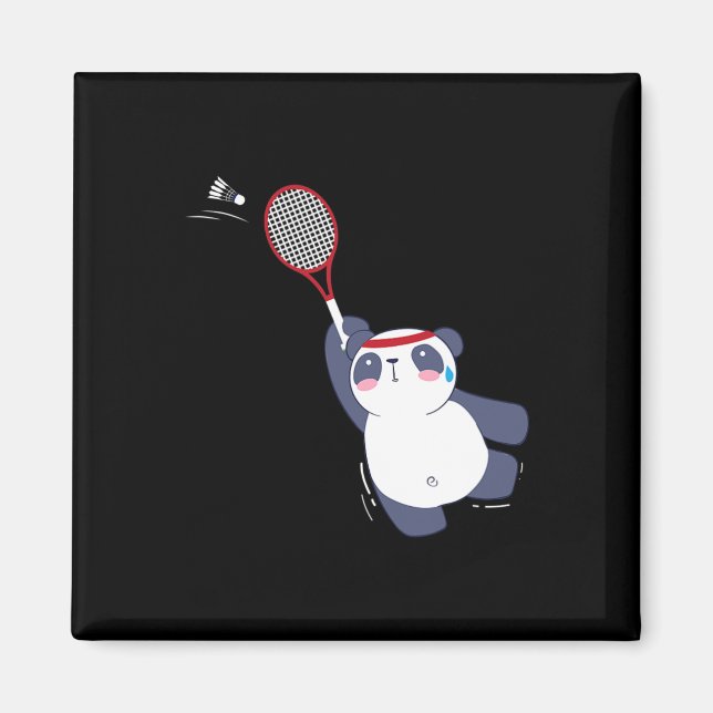 Panda Bear Badminton Player Single verdoppeln Ace  Magnet (Vorne)