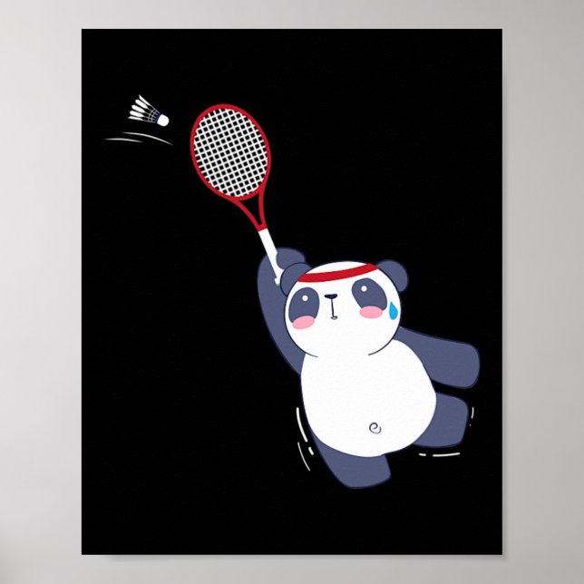 Panda Bear Badminton Player Single verdoppeln Ace  Poster (Vorne)