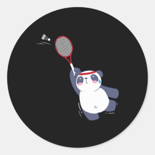 Panda Bear Badminton Player Single verdoppeln Ace Runder Aufkleber