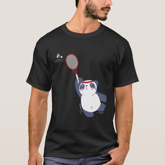 Panda Bear Badminton Player Single verdoppeln Ace  T-Shirt (Vorderseite)