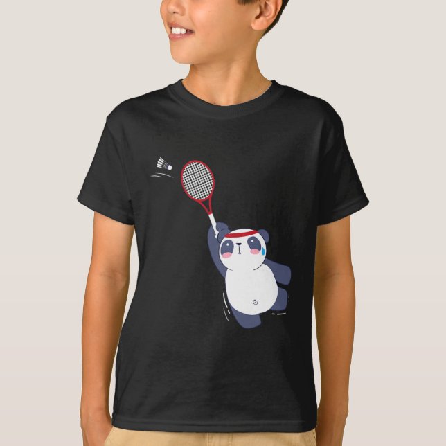 Panda Bear Badminton Player Single verdoppeln Ace  T-Shirt (Vorderseite)