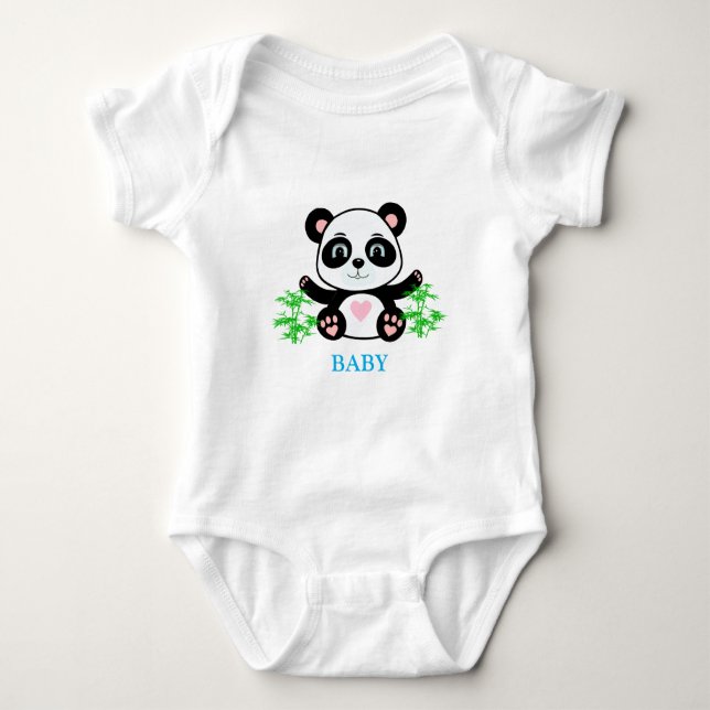 Panda Bear & Bamboo Pflanze Baby Strampler (Vorderseite)