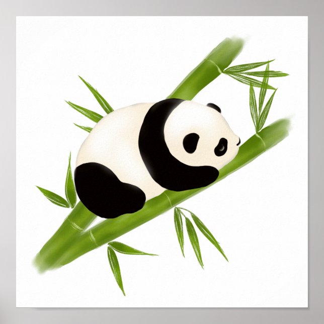 Panda Bear Bamboo Trees Poster Print (Vorne)