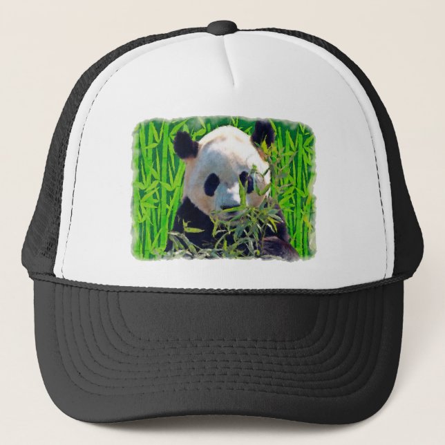Panda Bear & Bamboo Wildlife Art Truckerkappe (Vorderseite)
