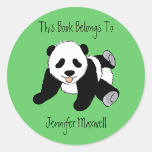 Panda Bear Buchzeichen Runder Aufkleber
