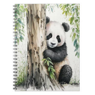 Panda Bear by Tree Notizblock