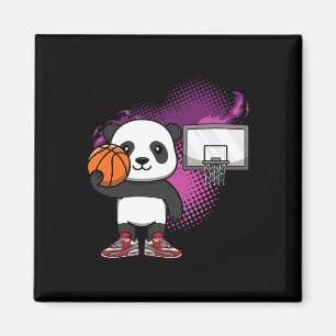 Panda Bear Bysketbyll Player Animal Lover Hoops Dr Magnet