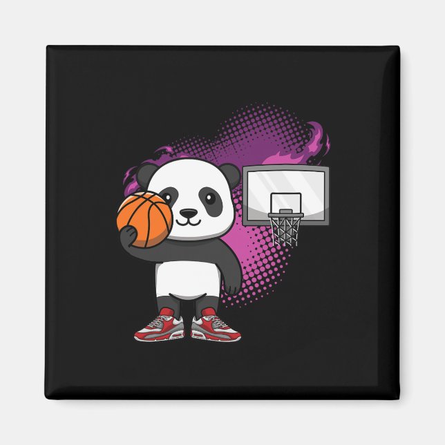 Panda Bear Bysketbyll Player Animal Lover Hoops Dr Magnet (Vorne)