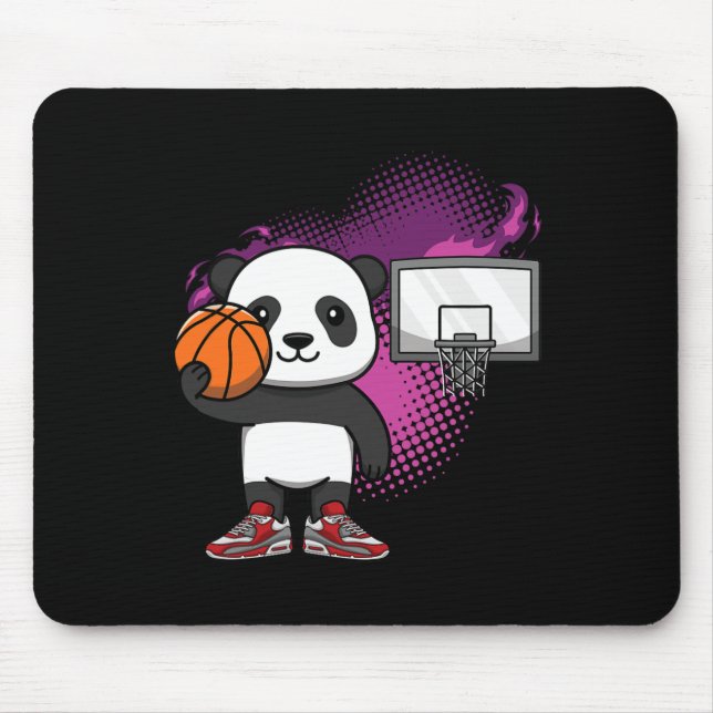 Panda Bear Bysketbyll Player Animal Lover Hoops Dr Mousepad (Vorne)